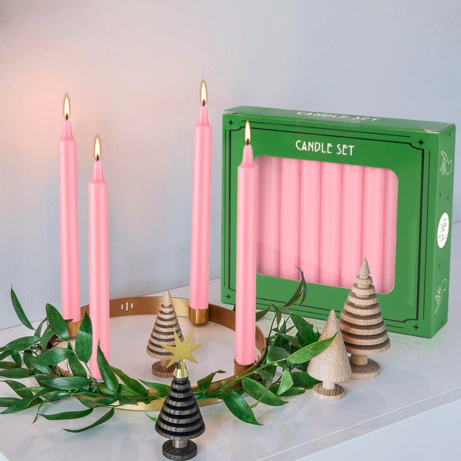 40 Pack Candles Mini Unscented Taper Candles for Valentine’S Day,Christmas,House