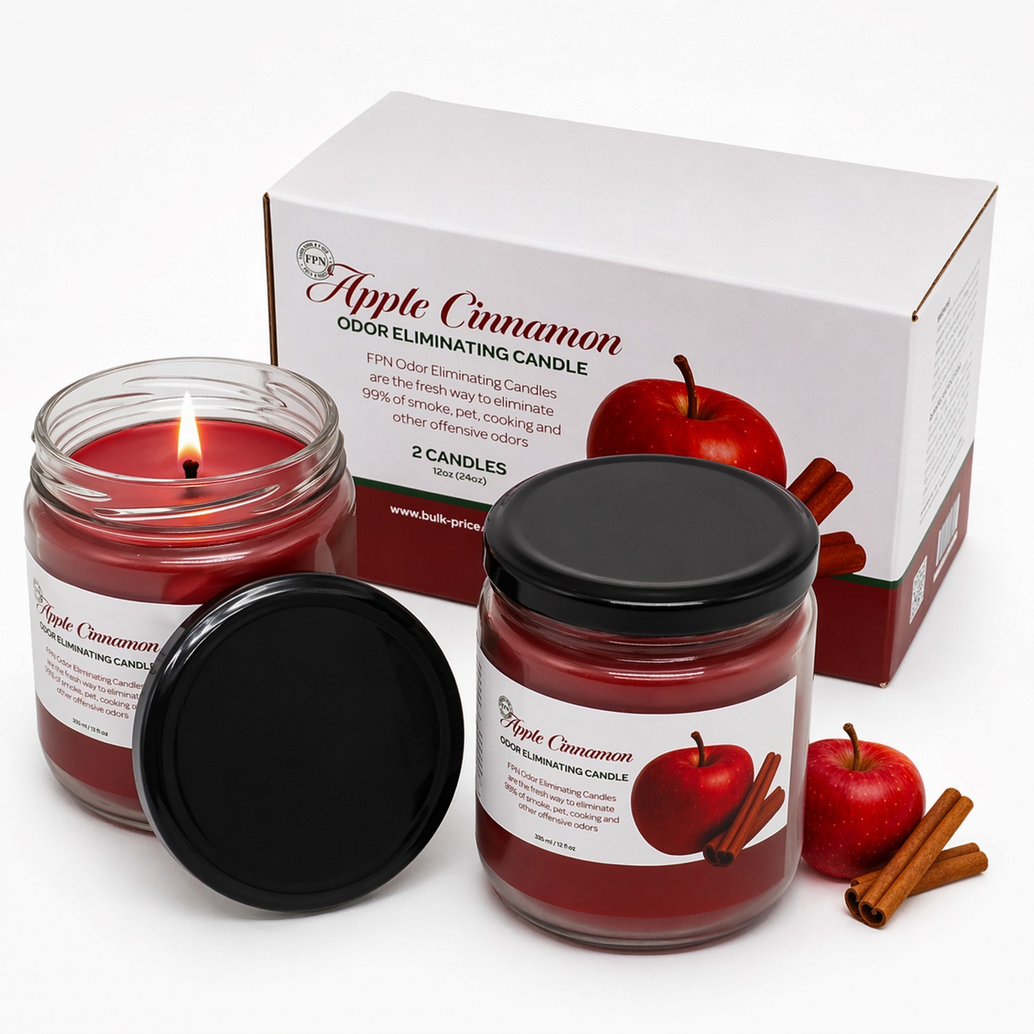 Smoke Odor Eliminating Candles Jar Apple Scented Soyawax Candles 2 Pcs – FPN