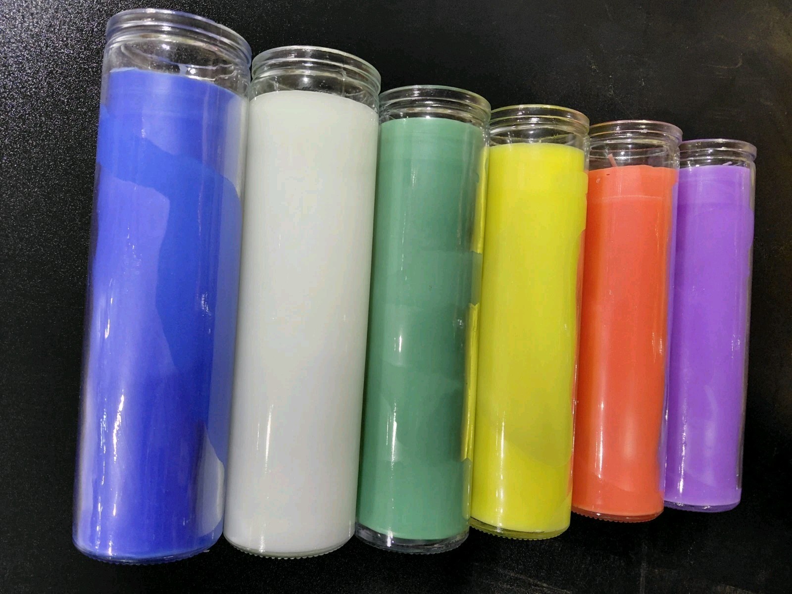 6 Pack ASSORTED 7 Day Prayer Candles in Glass Jars Unscented Long Burning Vigil