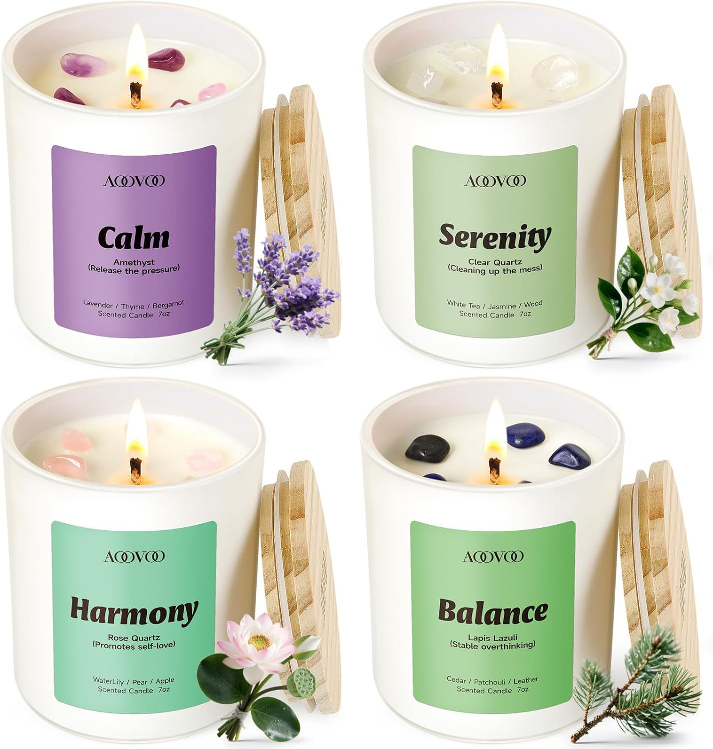 Calm Candles Set for Women – 4 Pack Candles for Home Scented, 28 Oz 200 Hour Bur