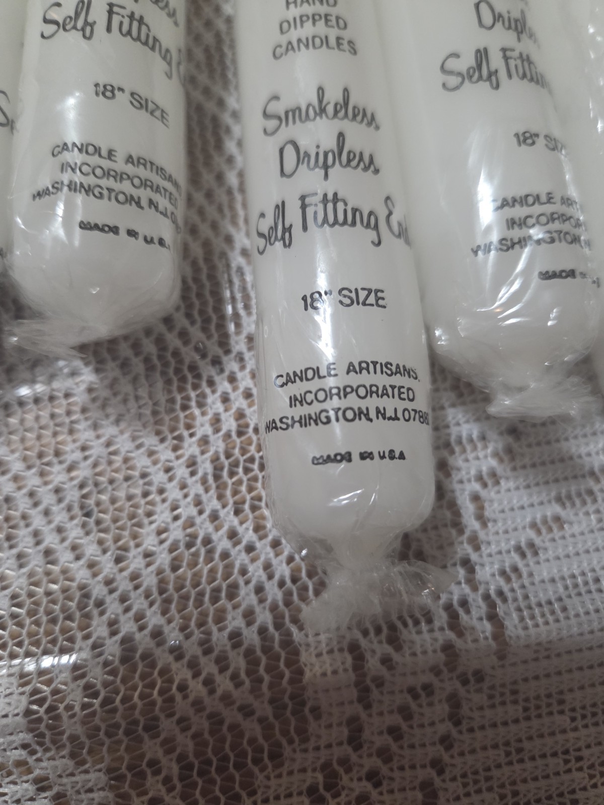 Lot Of 10 Patrician DRIPLESS SMOKELESS Taper Candles 18″ Ivory White NEW No Box