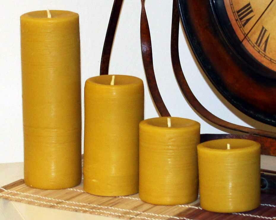 Handmade 100% Pure Beeswax Pillar Candles 100% Cotton Wick 3″ Thick