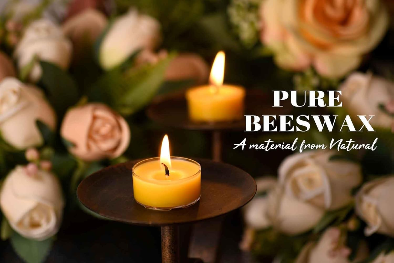Natural Yellow Beeswax Tealight Candles – 12pcs – Organic Candle Natural Scent S
