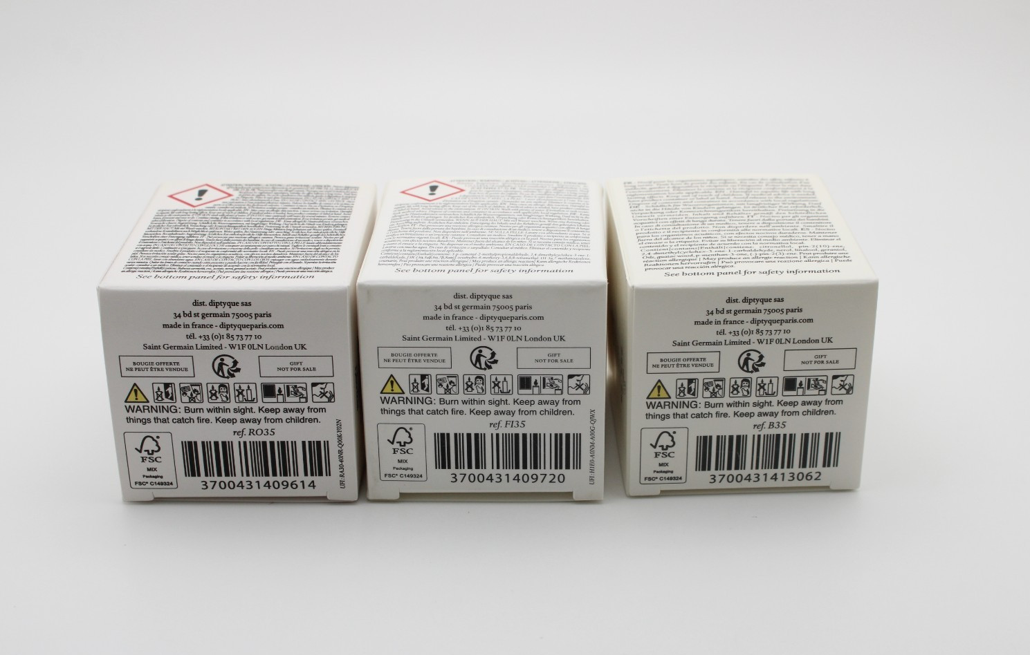 NIB Diptyque Figuier Roses & Baies Bougie Scented Candle Travel Set x 3