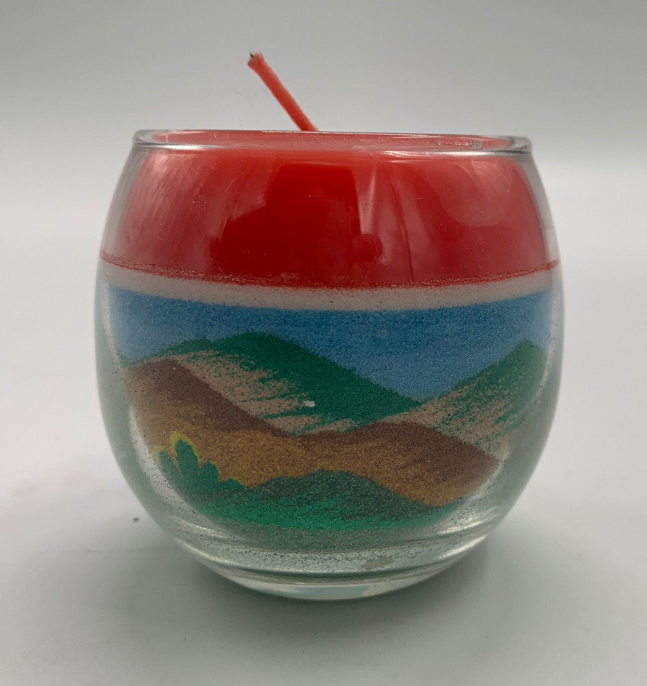 Handcrafted Sand Art Candle by Rainbow Way Ltd New Mexico Made in the USA 2.25”