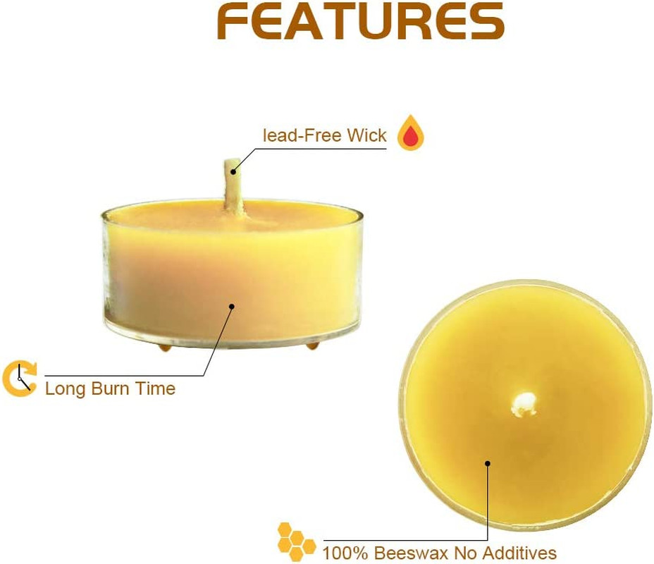 Natural Yellow Beeswax Tealight Candles – 12pcs – Organic Candle Natural Scent S