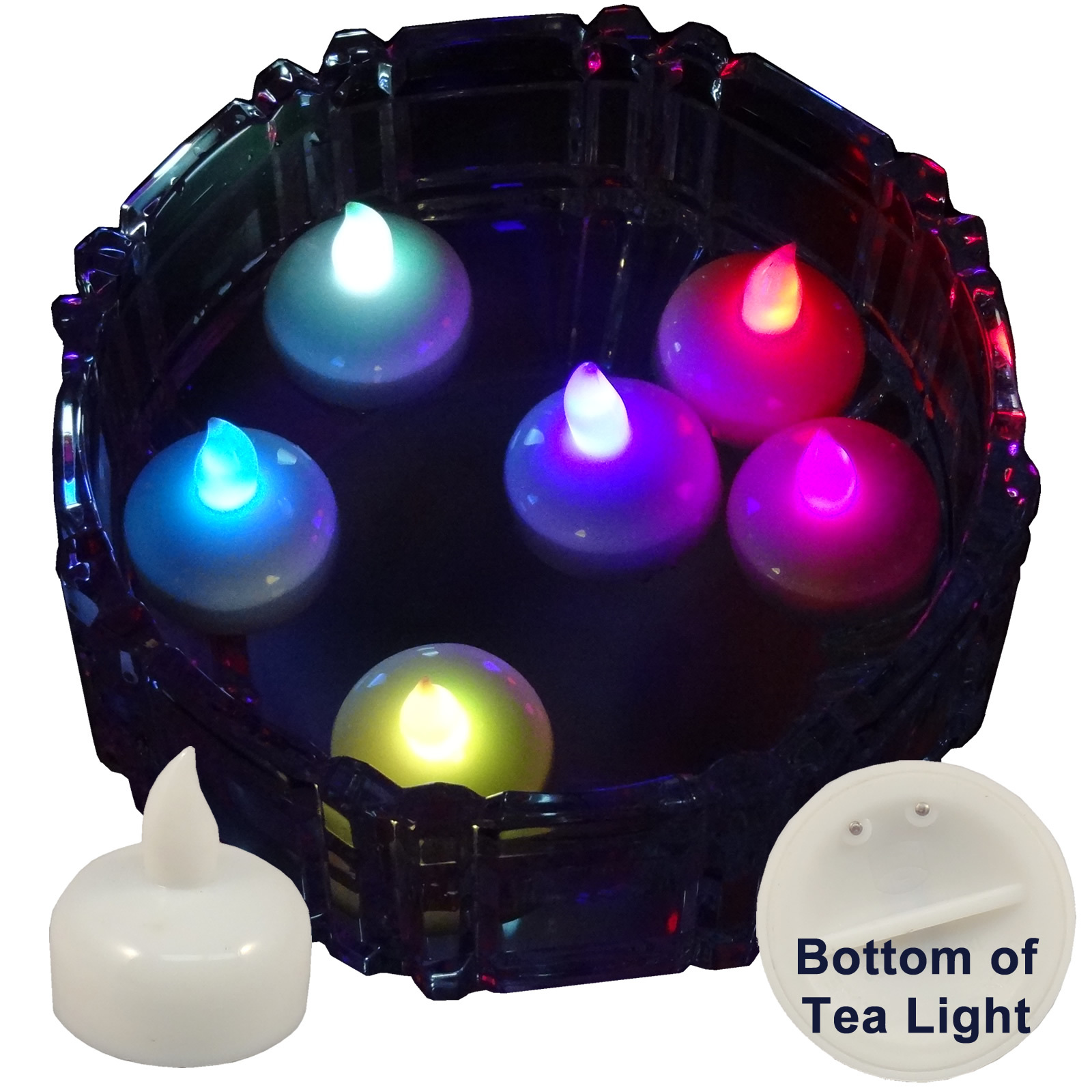 6 Flameless Floating LED tealight Candle Battery operated Multi-color tea lights