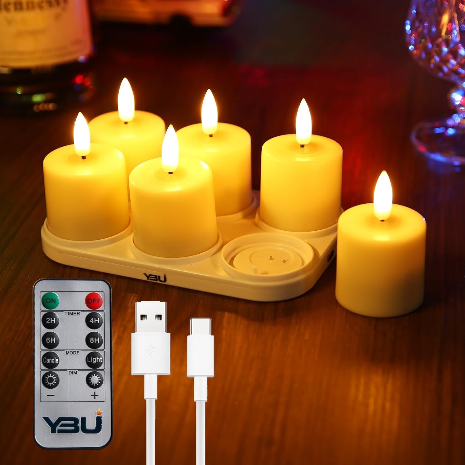 YBU Rechargeable Flameless 1.6 inches x x 2.2 inches, Amber