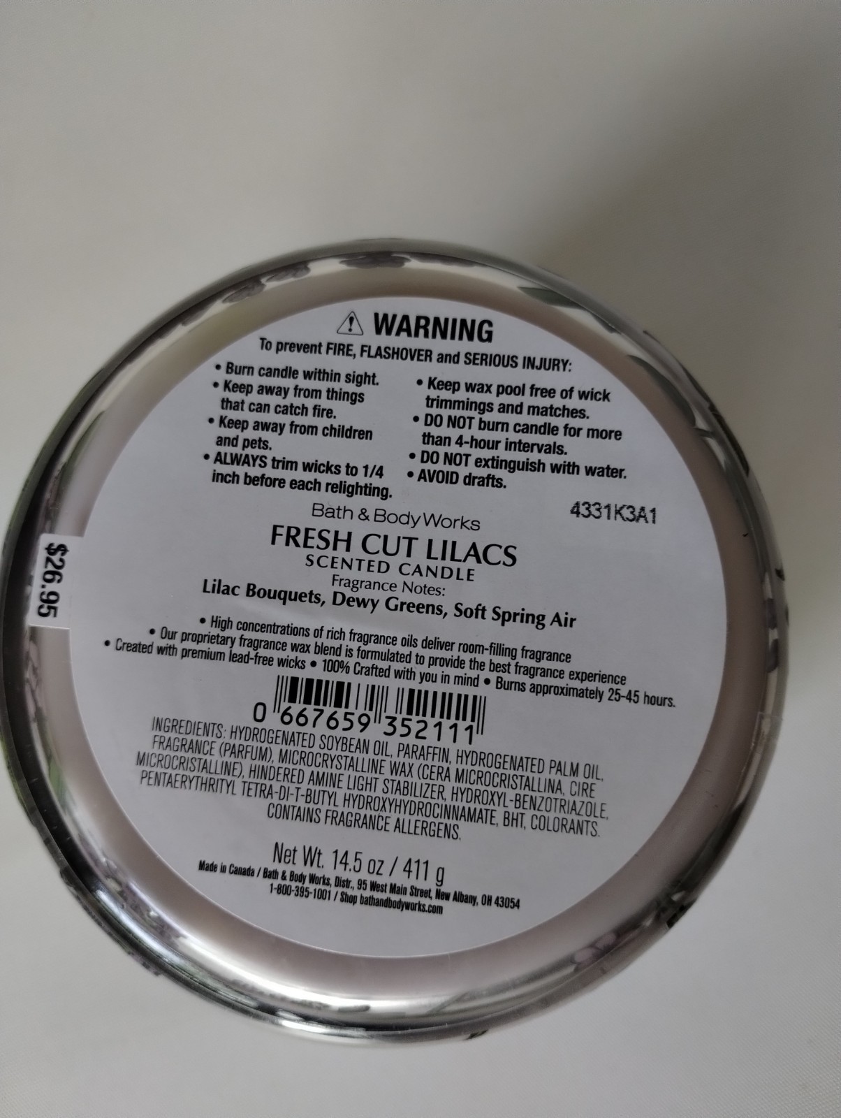 Bath & Body Works FRESH CUT LILACS 🪻 3 Wick SCENTED Candle 25-45 Hrs DELICIOUS