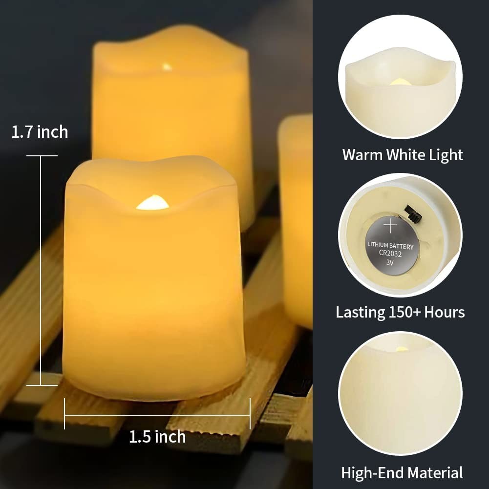 SHYMERY Flameless Votive Candles,Flameless Flickering Pack of 24, Warm White