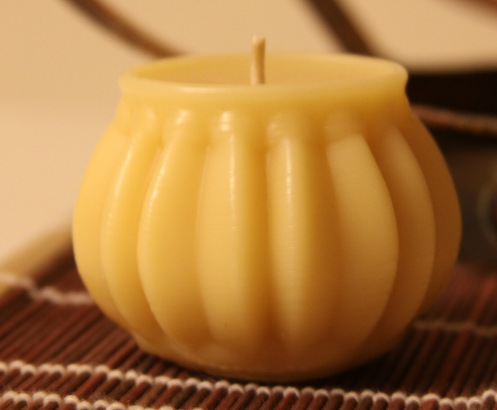 Handmade 100% Pure Beeswax Candle Shape of PUMPKIN 100% Cotton Wick