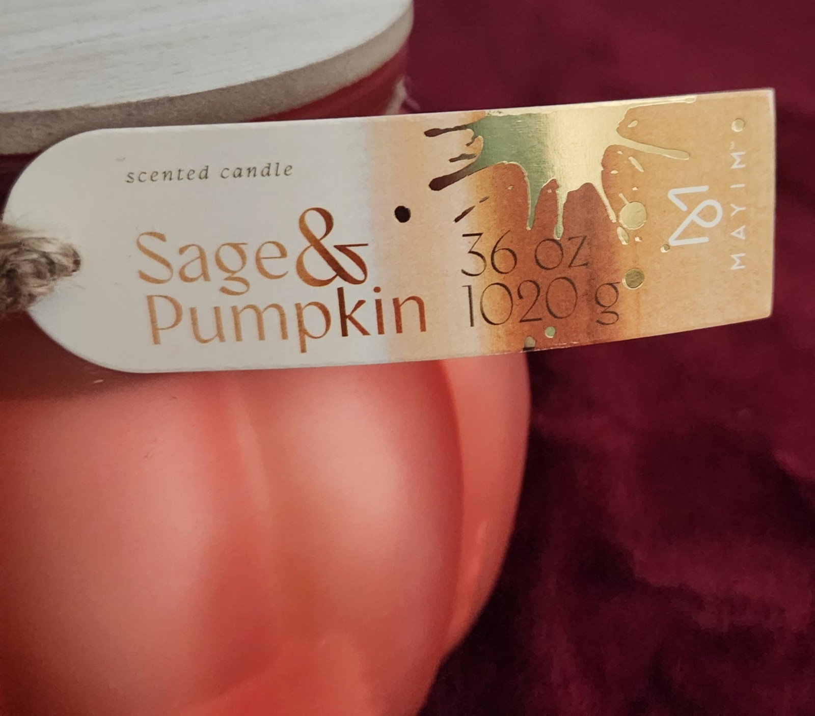 Autumn Fall Halloween Thanksgiving 36oz Candle W/ Wood Lid Pumpkin & Sage. READ