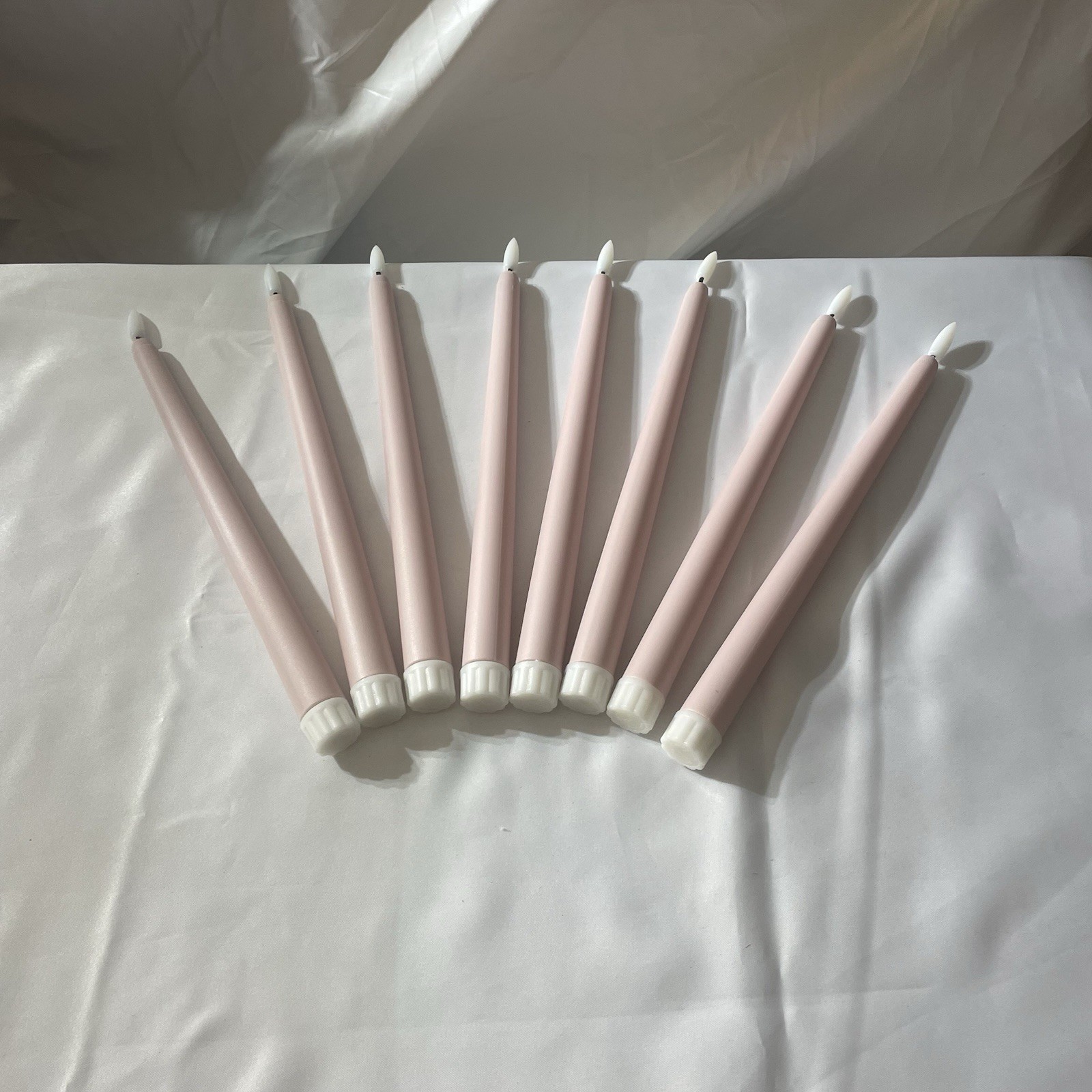 New[Lot=8] Pink Flameless Taper Candles 10″ 2AAA battery powered open box, test+