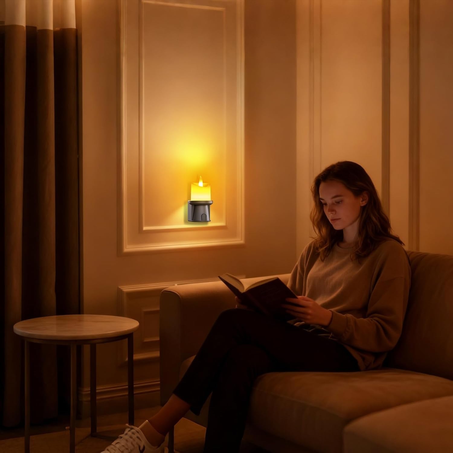 Waterproof Flameless Night Light with Flickering Glow – 1 Pack for Home Decor