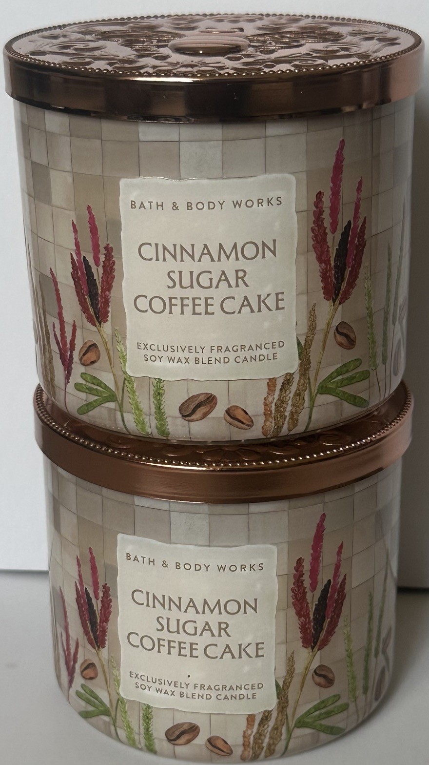 Cinnamon Sugar Coffee Cake Bath Body Works Scented Candle 3 Wick Two Jars New