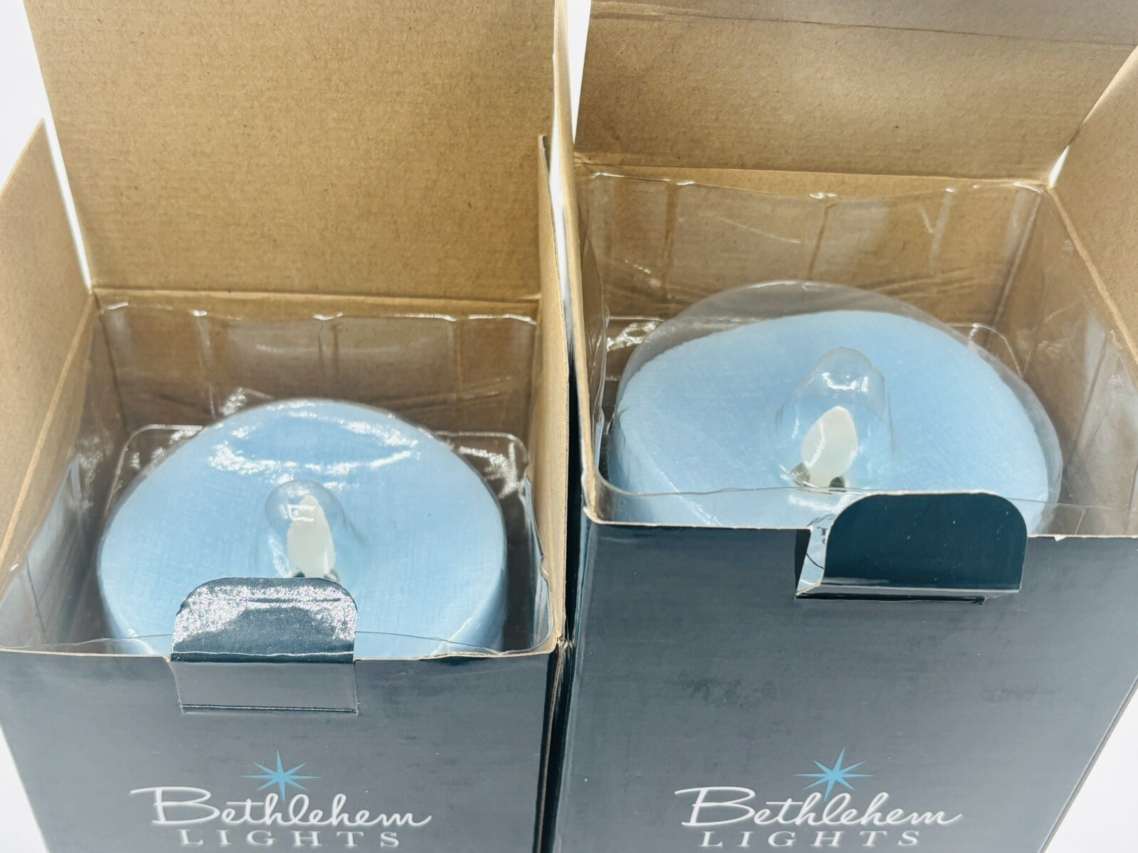 Bethlehem Lights LED Touch Flameless Candles w/Timer Blue Pillar~Lot of 2~New