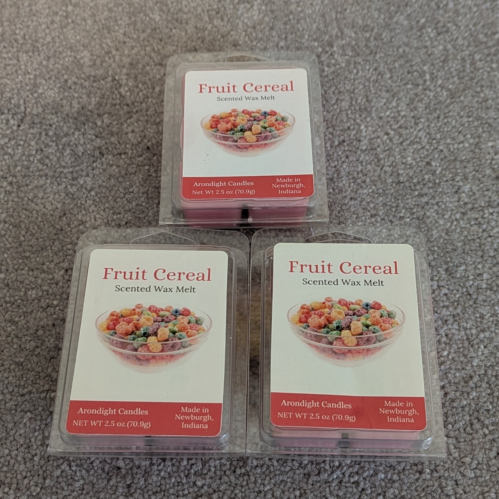 Lot of 3 Fruit Cereal Scented Wax Melts 100% Soy Wax Tarts Home Fragrance