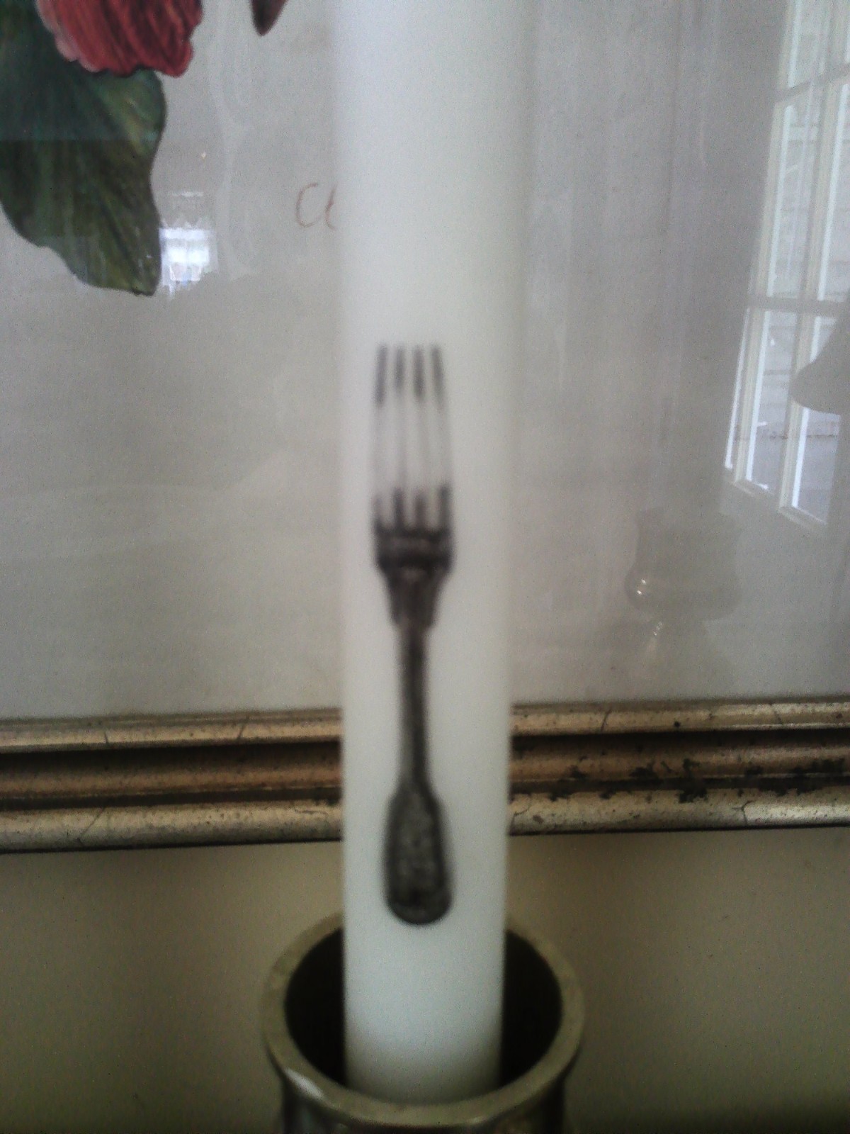 2 Lucid Candles Refillable 11” tapers Elegant Fork Knife Design NIB please read