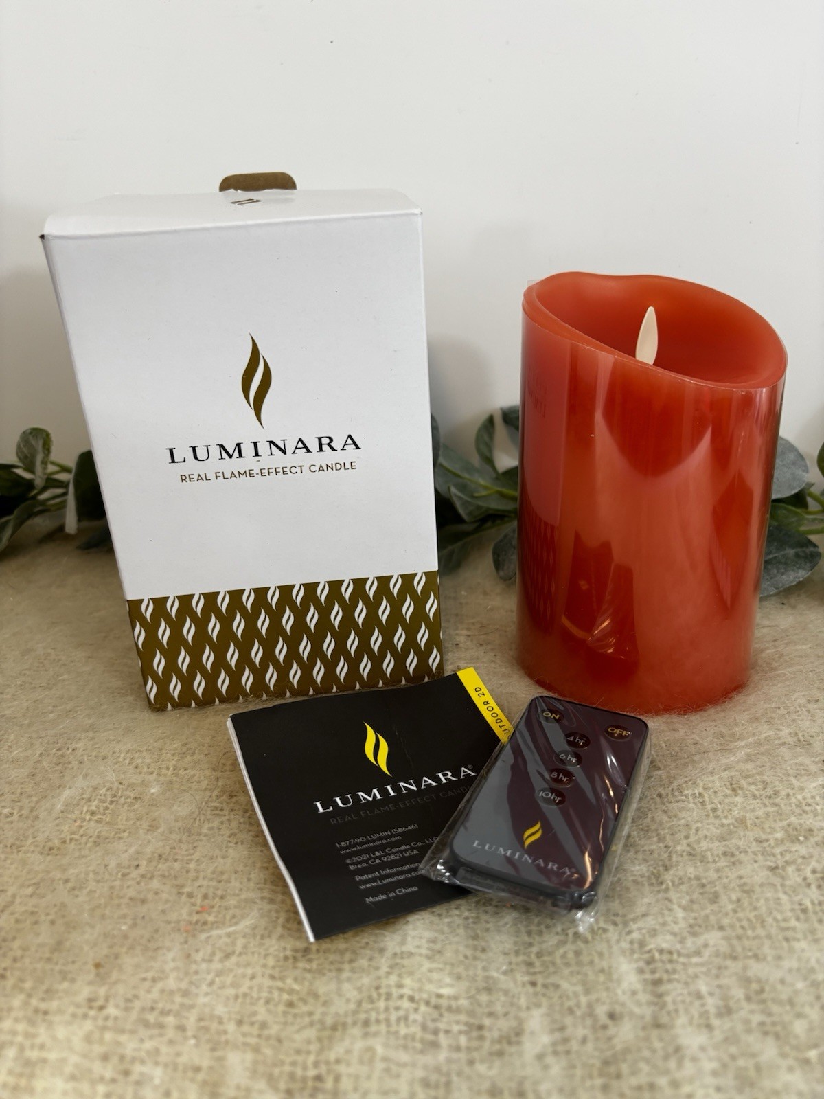 Luminara Pillar Flameless Candle Orange 3.5×5.75 LU5400 Indoor Outdoor