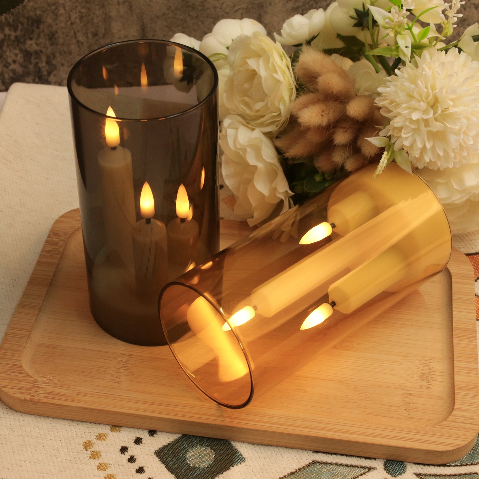 3-in-1 Flameless Flickering LED Taper Candles Battery Operated Wedding Party US