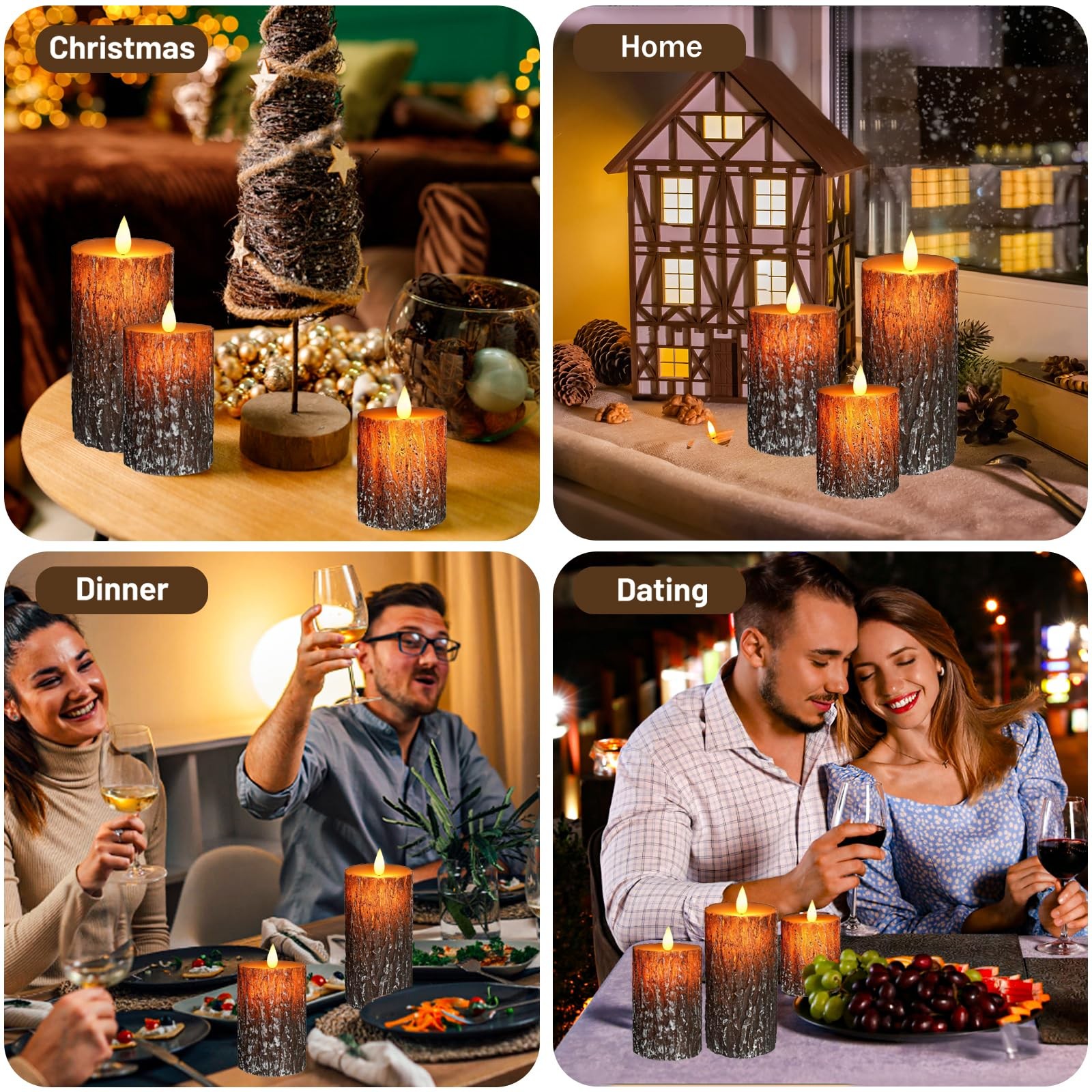VEEKI VK-SP-01 Flameless Candles Set of 3 Battery LED Pillar Candles Remote