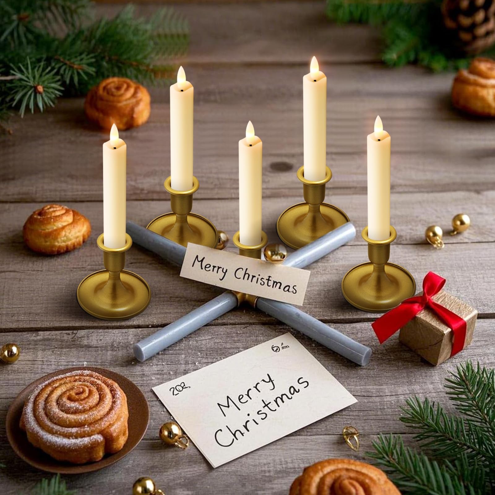 Upgraded Real Wax Short LED Flameless Taper Candles with Remote, 6 PCS Ivory …