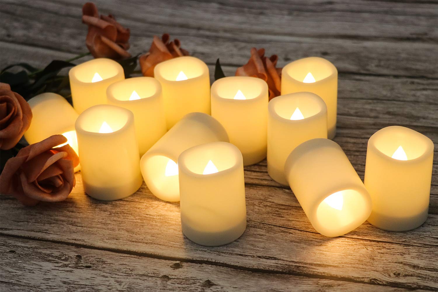 Waterproof Outdoor Votive Flameless Candles with Timer White