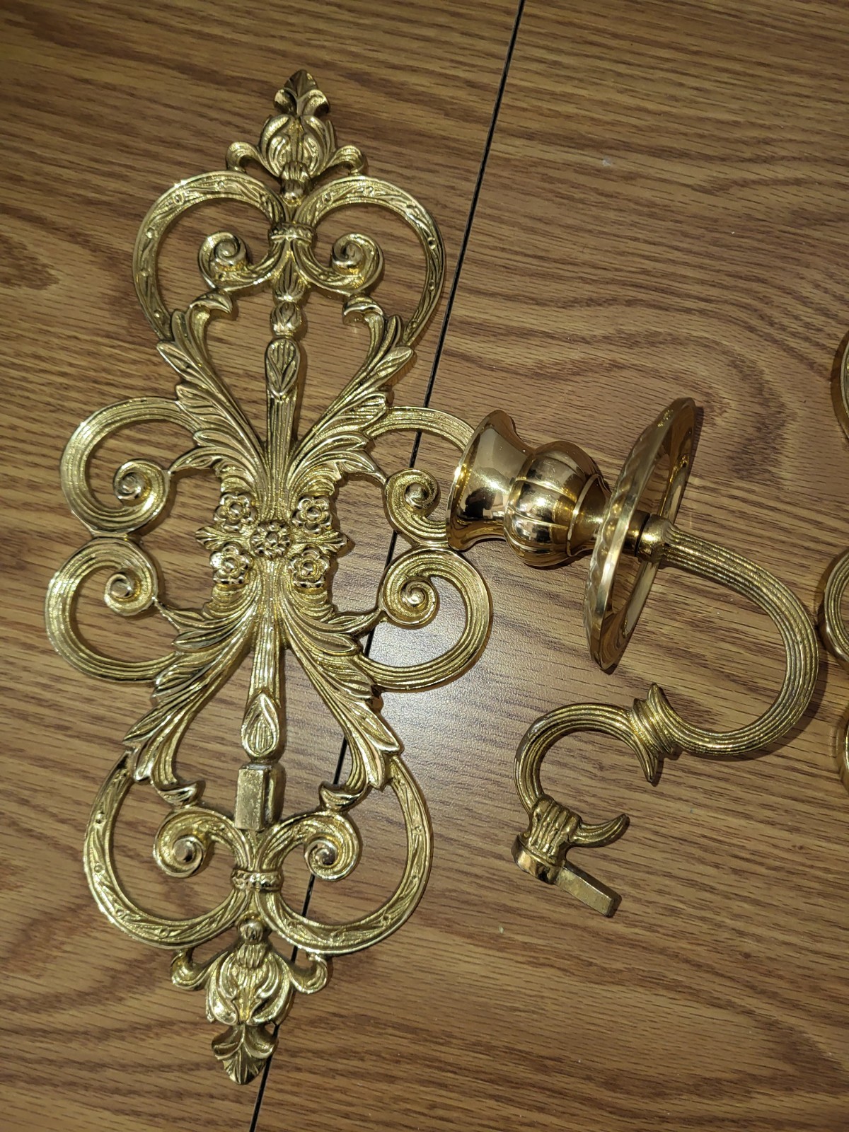 2 Gold Heavy Candle Sconces 12 Inch India