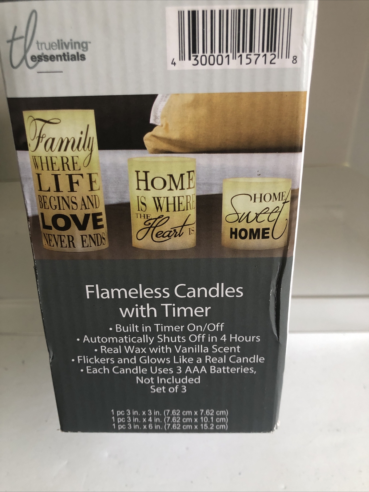 True Living Essentials 3 Pc Flameless Candles With Timer Family Home