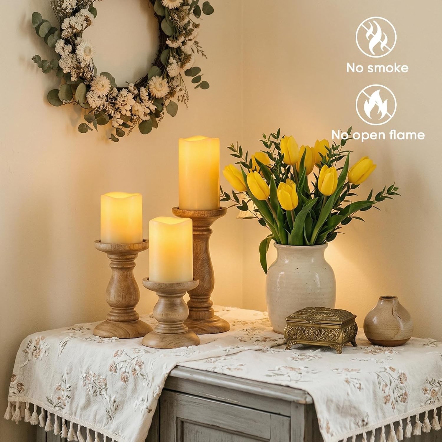 Flickering LED Pillar Candles Outdoor & Indoor Use – 2-Pack with Timer & Remote