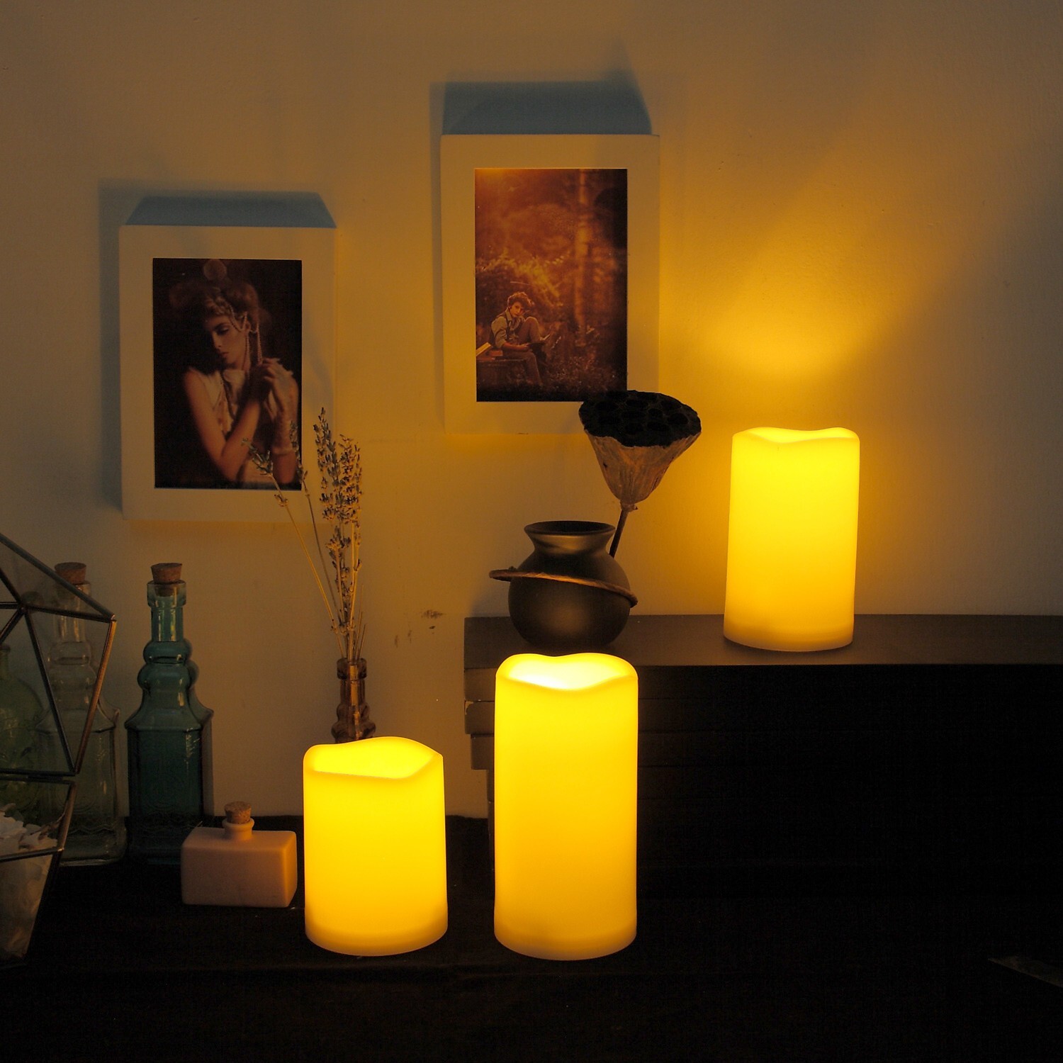 1 PCS Outdoor Battery LED Flameless Pillar Candle w/ Built-in Timer 3”x 5”