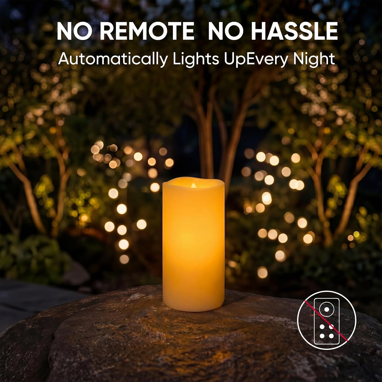 Dusk to Dawn Outdoor Waterproof Flameless Candles with Auto Light Sensor, Flicke