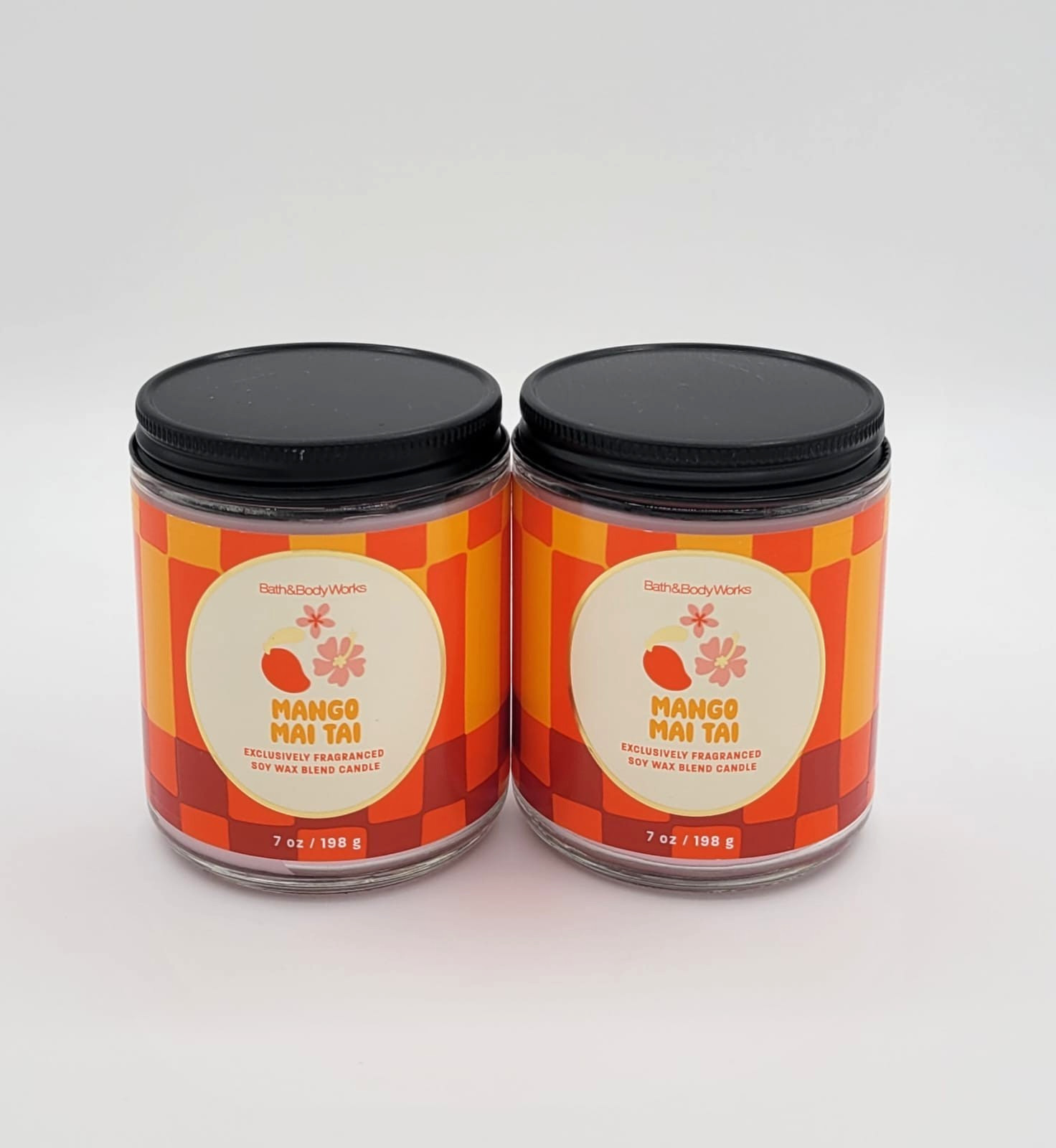 Bath & Body Works Mango Mai Tai Single Wick Scented Candle 8 oz Set of 2