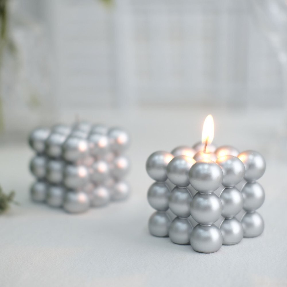 2 Pack | 2 inch Unscented Cube Candle Paraffin Wax for Bedroom/Bathroom/Kitchen