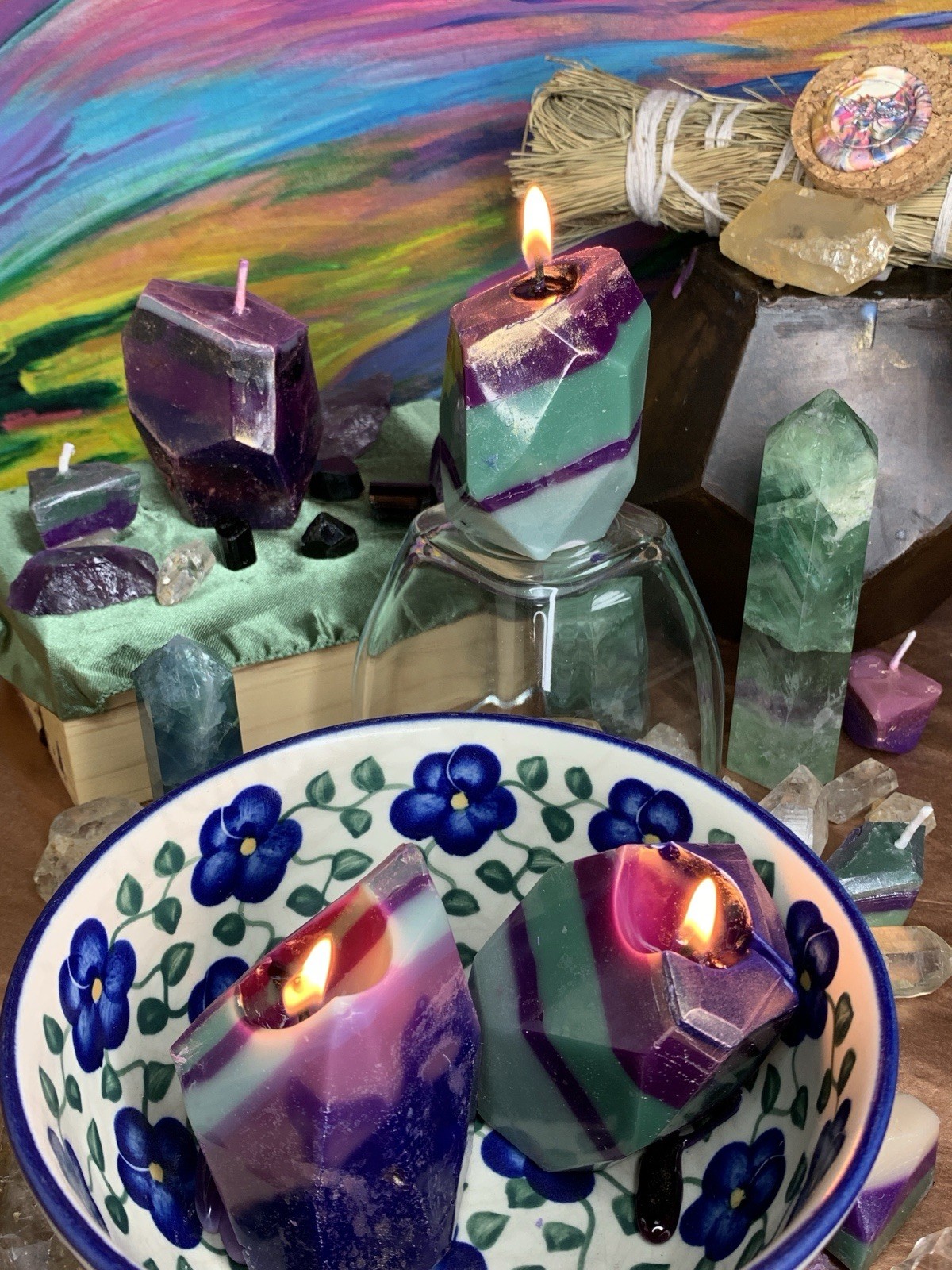 Burning Gem Candles: 3 Pack Of Crystal Candles For Home Decor, Limited Edition