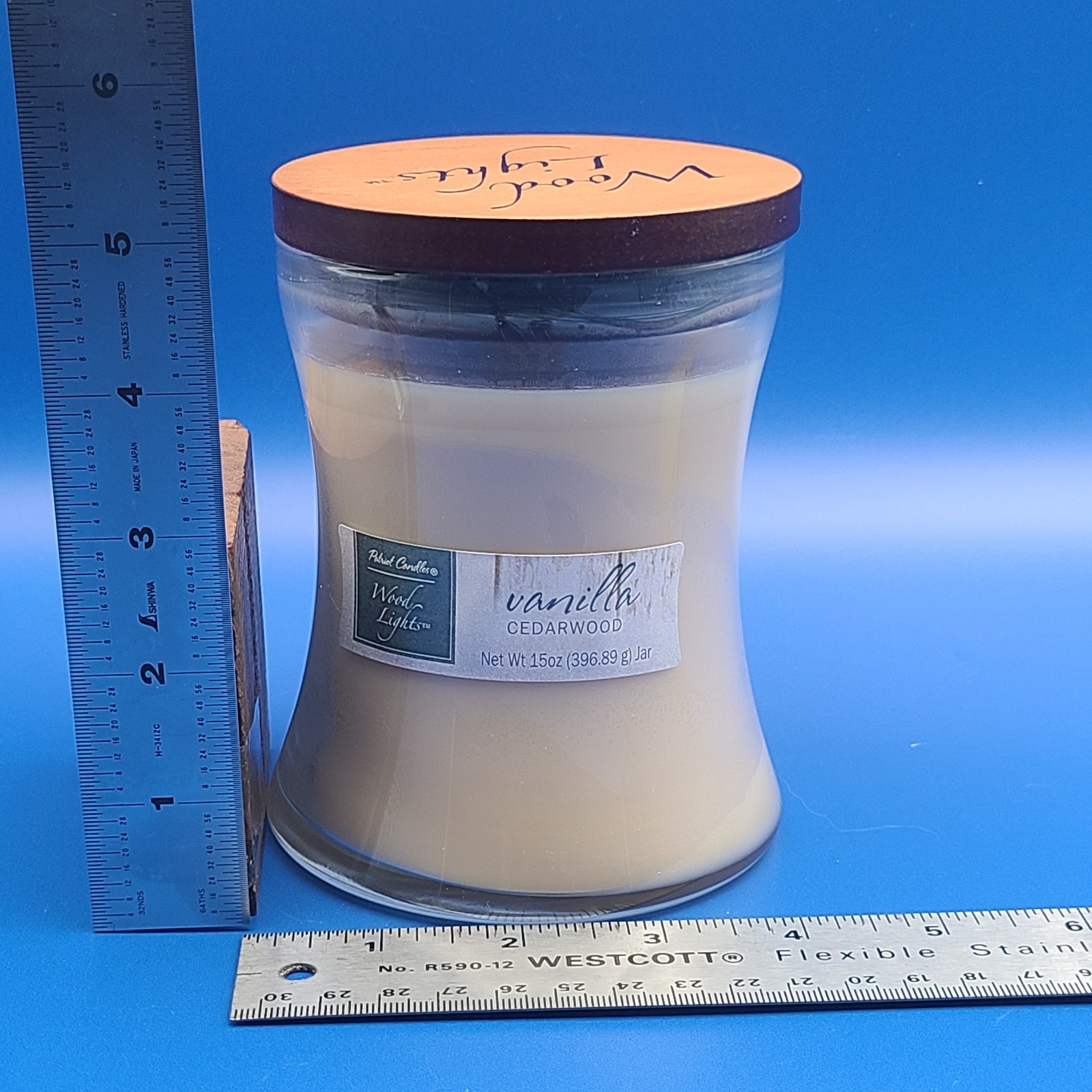 Patriot Candles Wood Lights Vanilla Cedarwood Jar Candle 15 oz NEW FREE SHIPPING