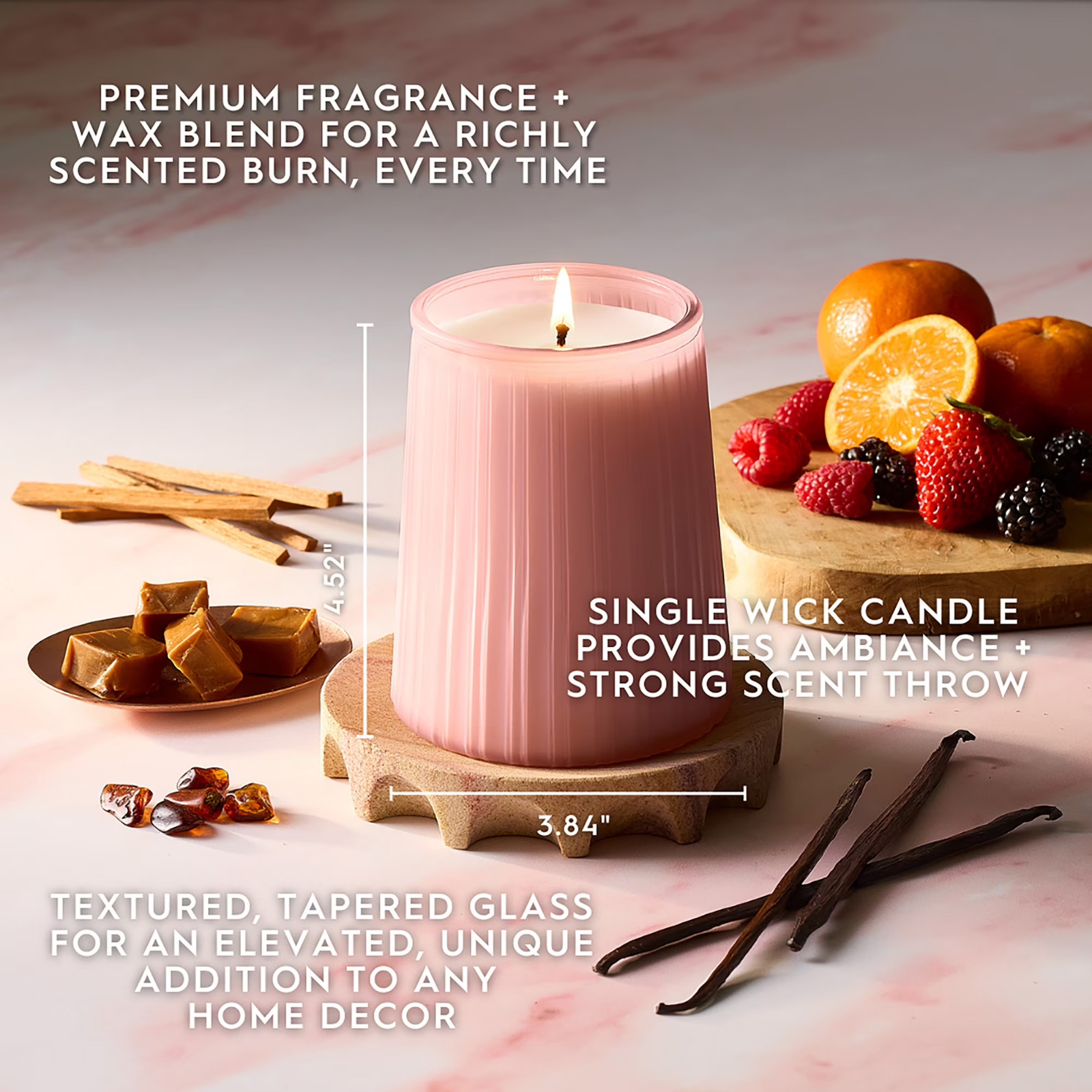 Better Homes & Gardens 16.1 oz Juicy Mandarin Nectar Scented Ribbed Jar Candle