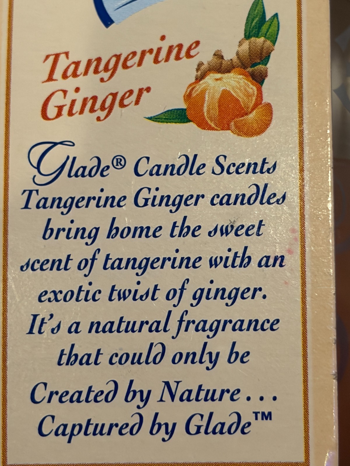 Vintage NEW 2001 Glade Candle Scents Tangerine Ginger Small Jar Candle 4 oz.