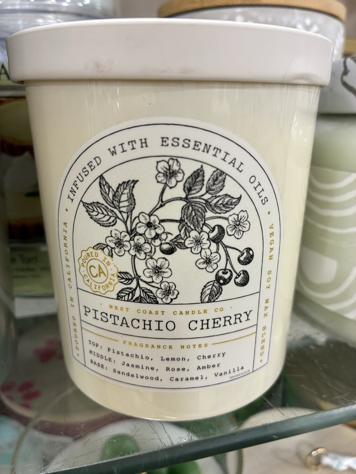 Leoben Cherry Pistachio One Wick 9oz Candle Hand Poured Made In USA Rare