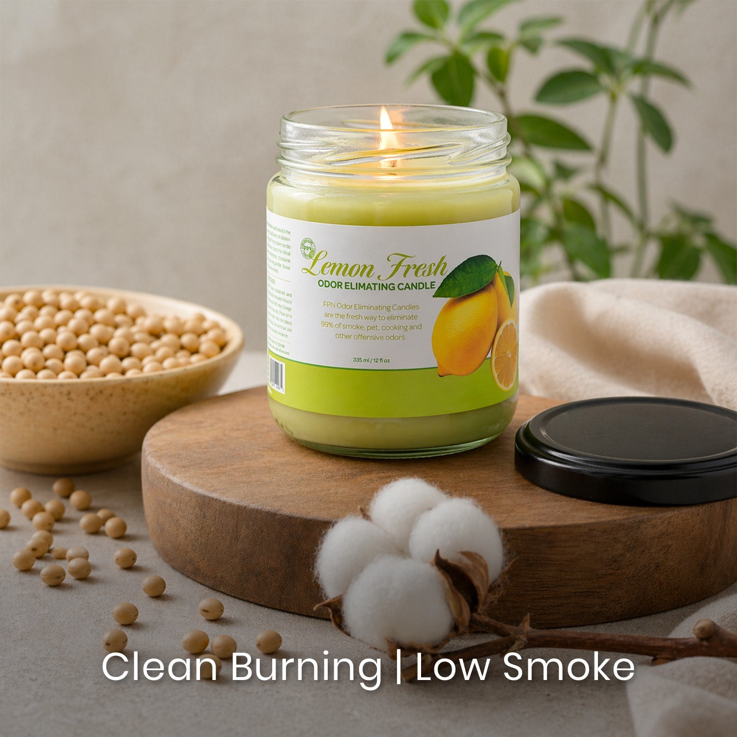 FPN Smoke Odor Eliminating Candles 12 Oz 100% Natural Soy Wax Candle Pack of 2