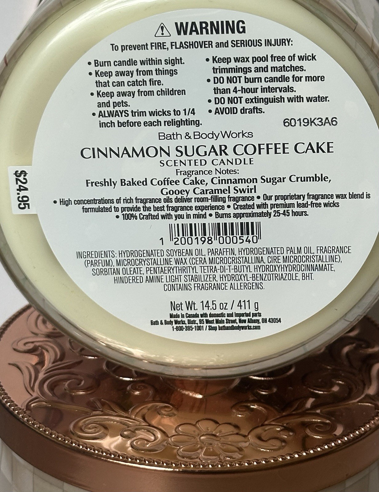 Cinnamon Sugar Coffee Cake Bath Body Works Scented Candle 3 Wick Two Jars New