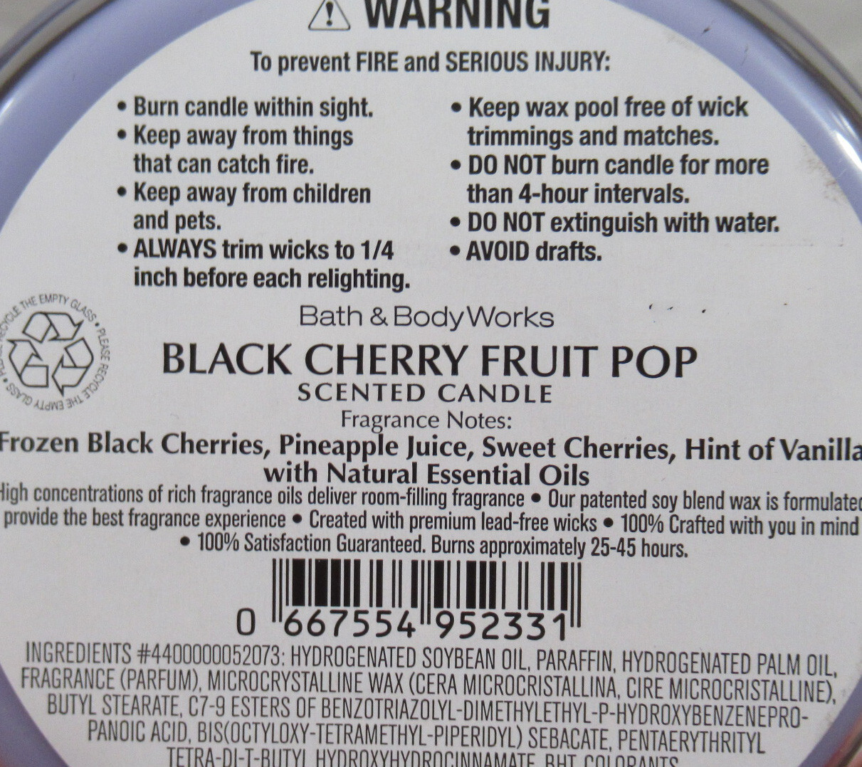 Bath & Body Works 14.5 oz Scented 3-Wick Candle 25-45 hrs BLACK CHERRY FRUIT POP