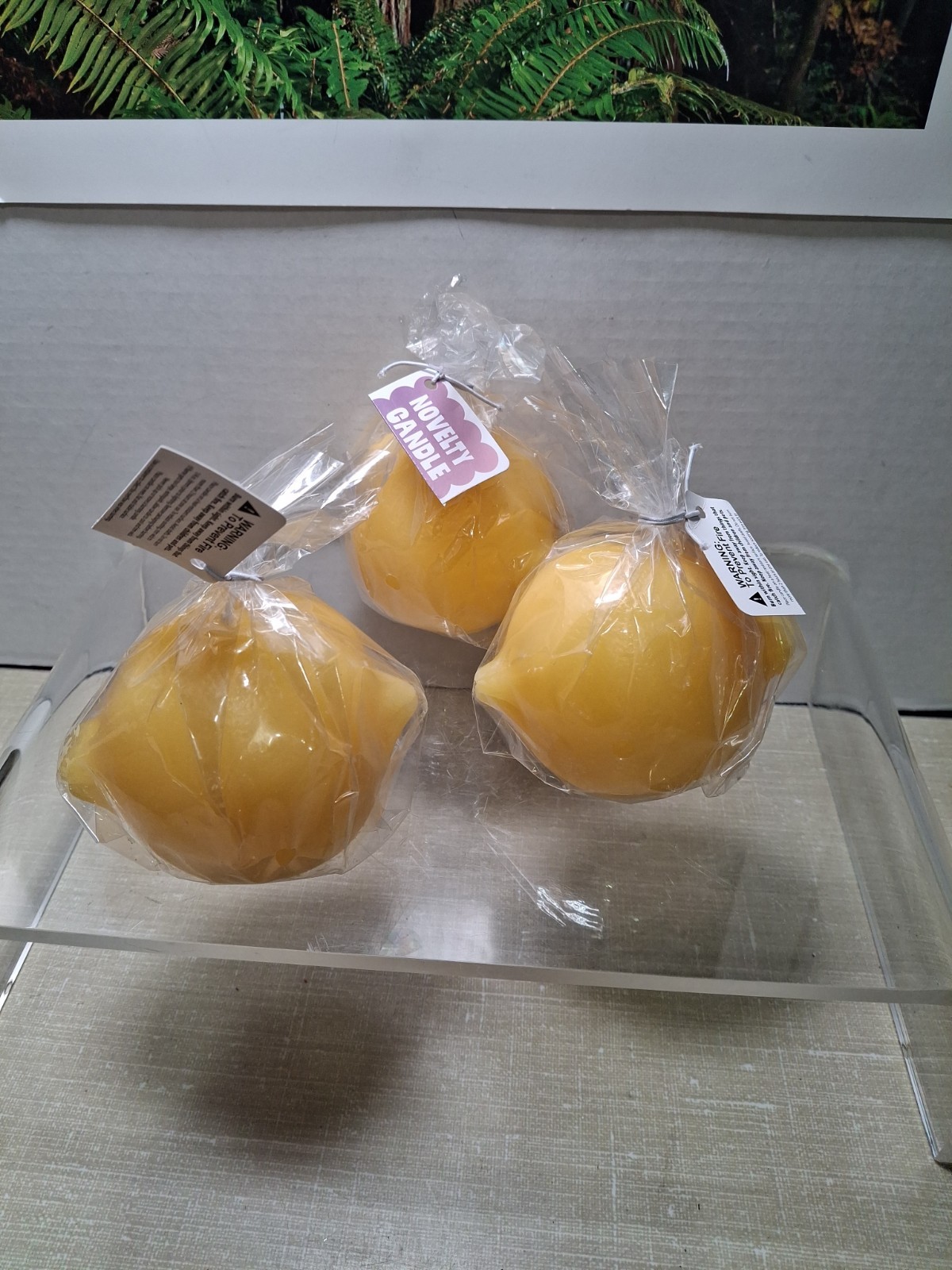 Three Lemon Shaped Novelty Candles 4 In X 3 In