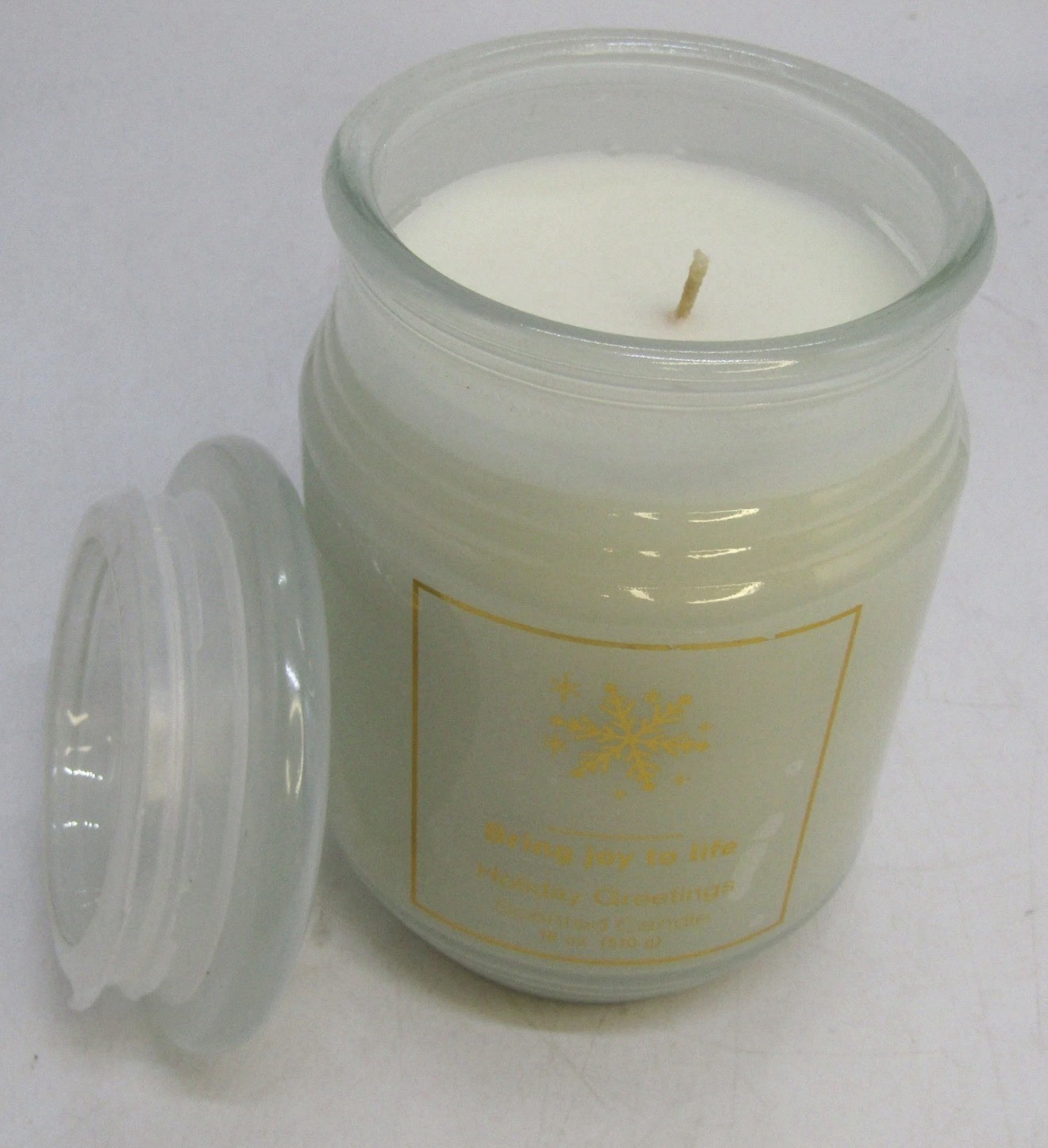 Holiday Greetings 18 oz Single Wick White Lidded Jar Candle, Bring Joy to Life.