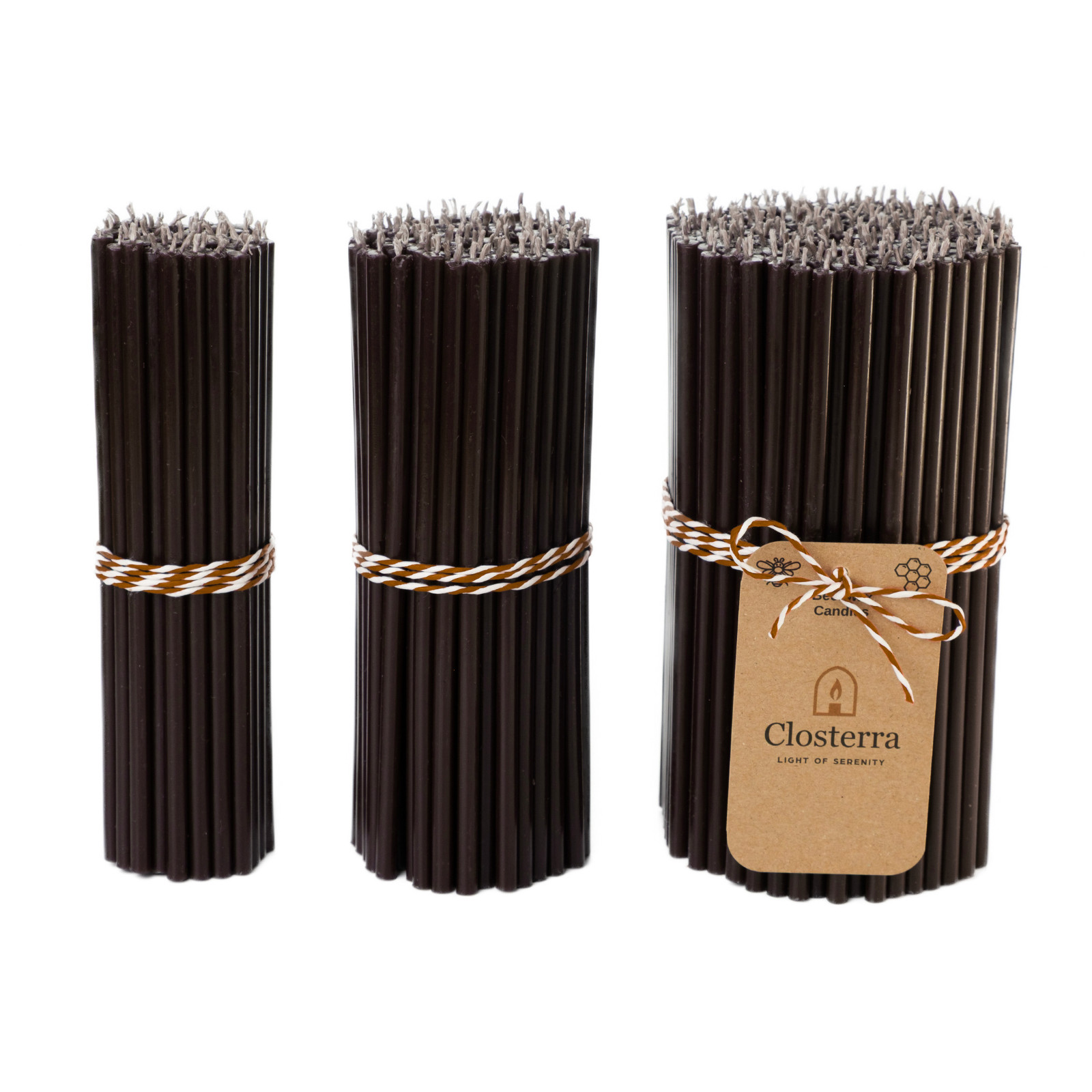 Black Beeswax Taper Candles 6.5″ Thin Taper 0.22″ Church Orthodox 50 Min Burn