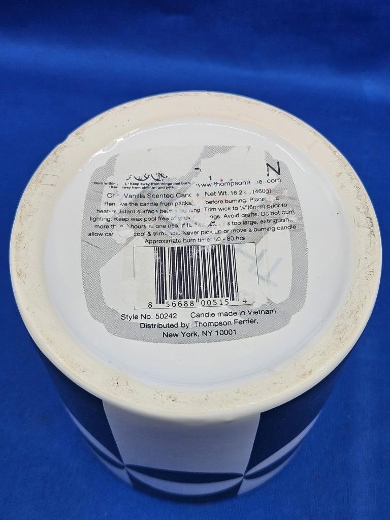 Thompson Ferrier B&W Op Art Lidded Ceramic Jar Candle Chai Vanilla Discontinued