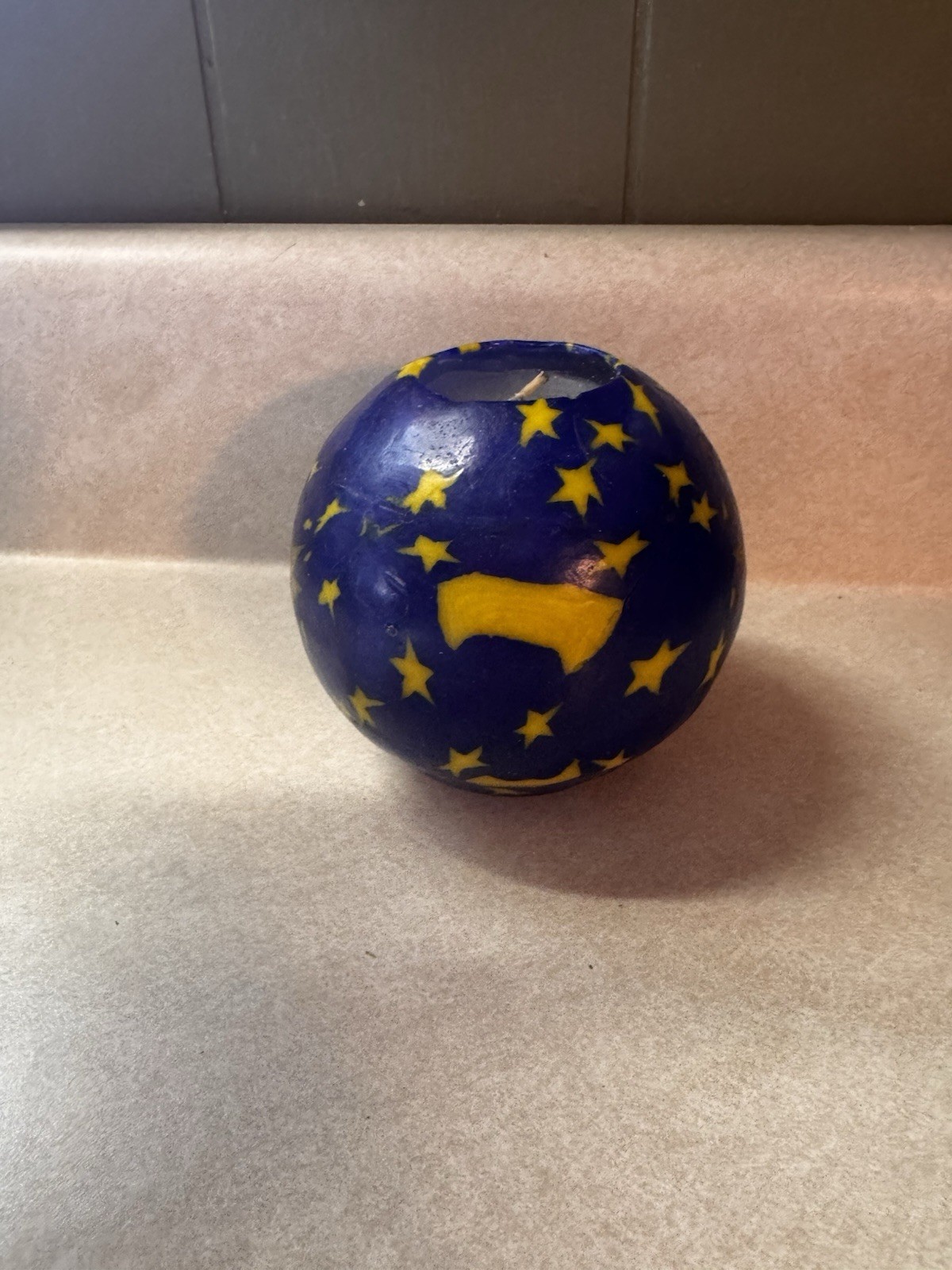 y2k celestial round candle 4in tall moon sun and stars