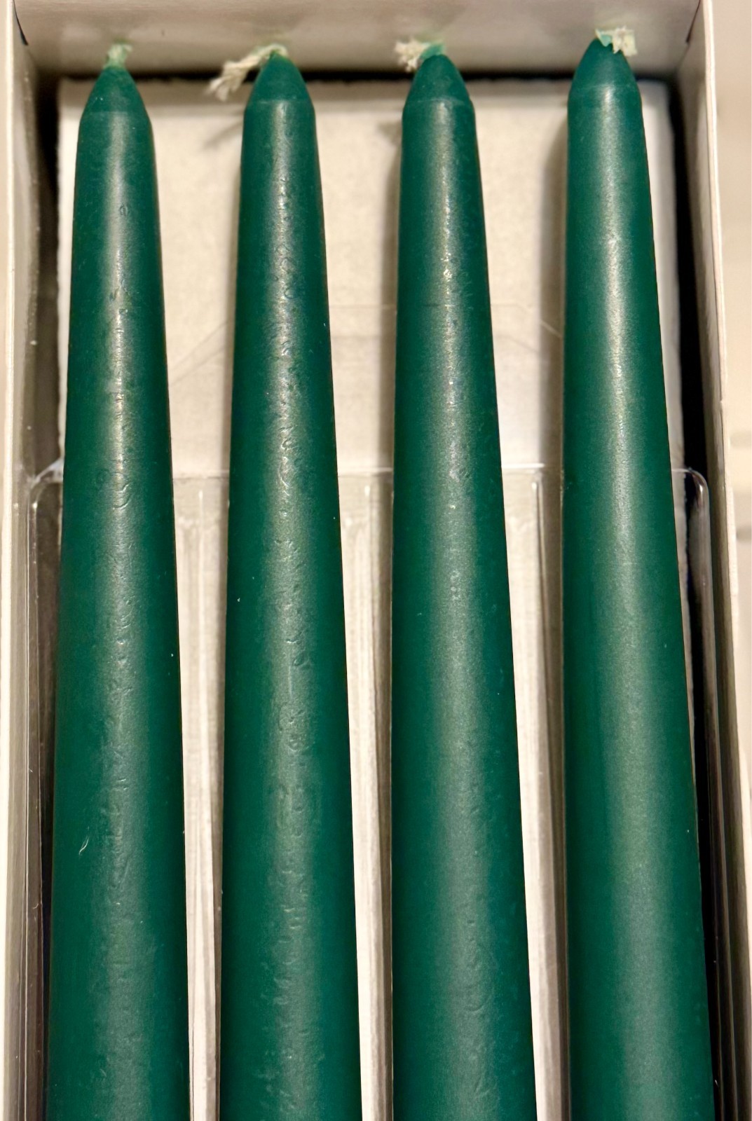 Concord 10″ “EVERGREEN” Unscented Candles Set of 12 NEW OLD STOCK