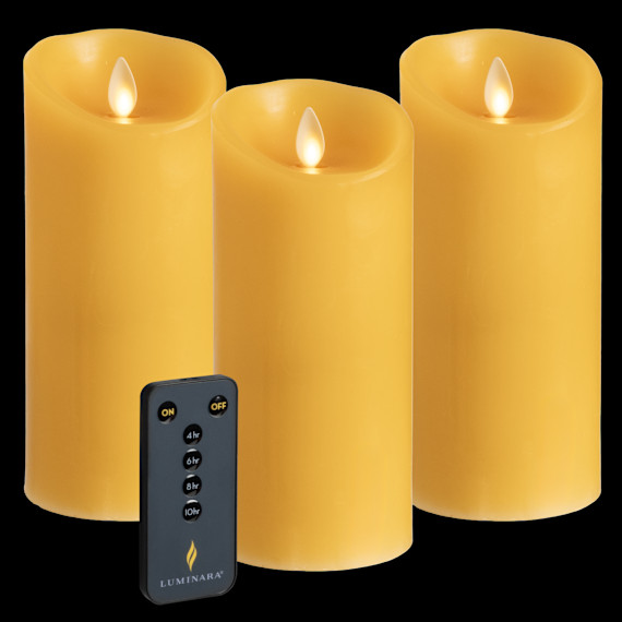 3-Pack: Luminara Flameless 6.5″ Pillar Candles with Remote