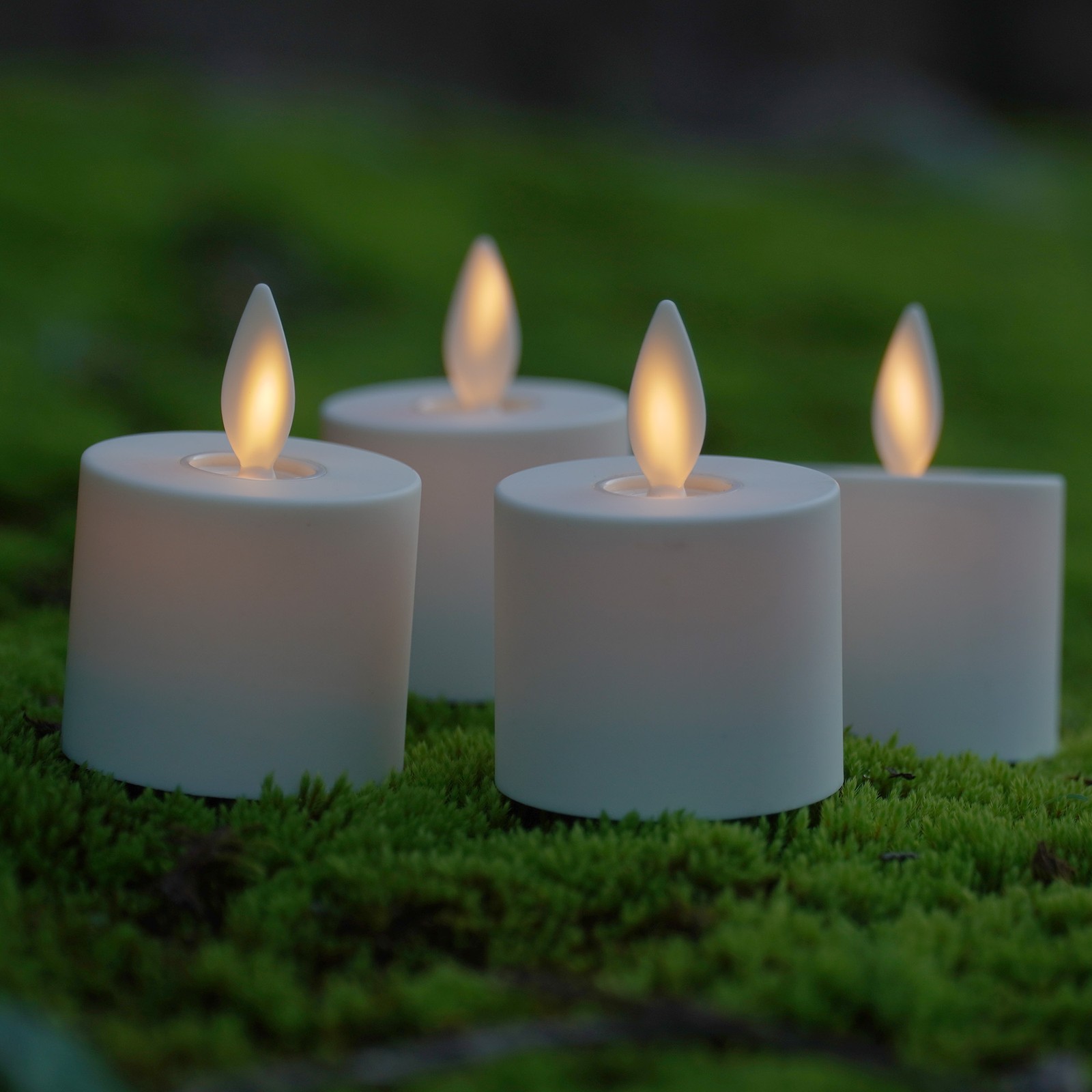 4pcs Luminara Flameless Tea Lights Candles Moving Wick Remote Tealights 1.4″X2″